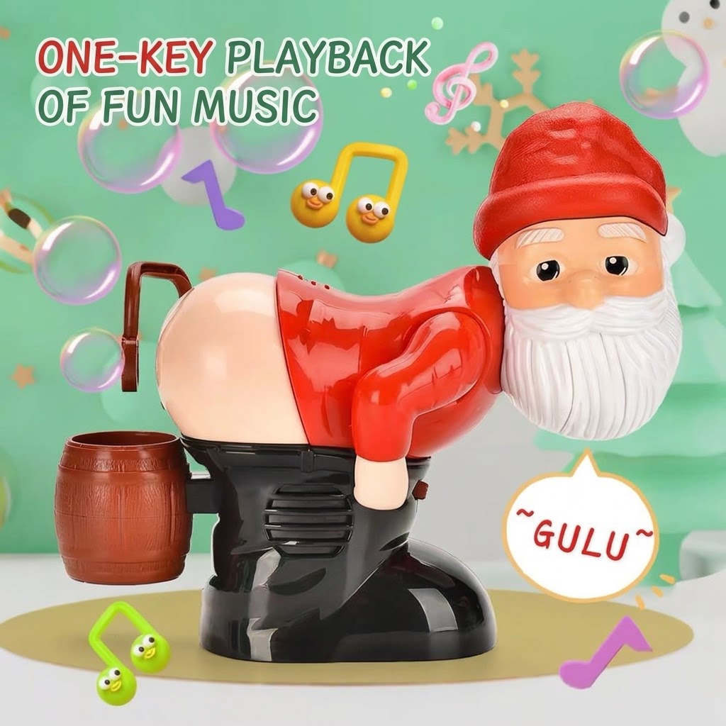 Funny Farting Santa Automatic Bubble Machine with Music – Electric Christmas Toy