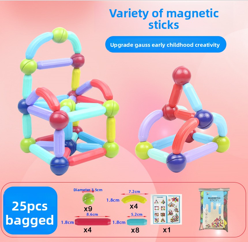 Kids Magnetic Building Sticks – Creative Construction & STEM Learning Toy for Children