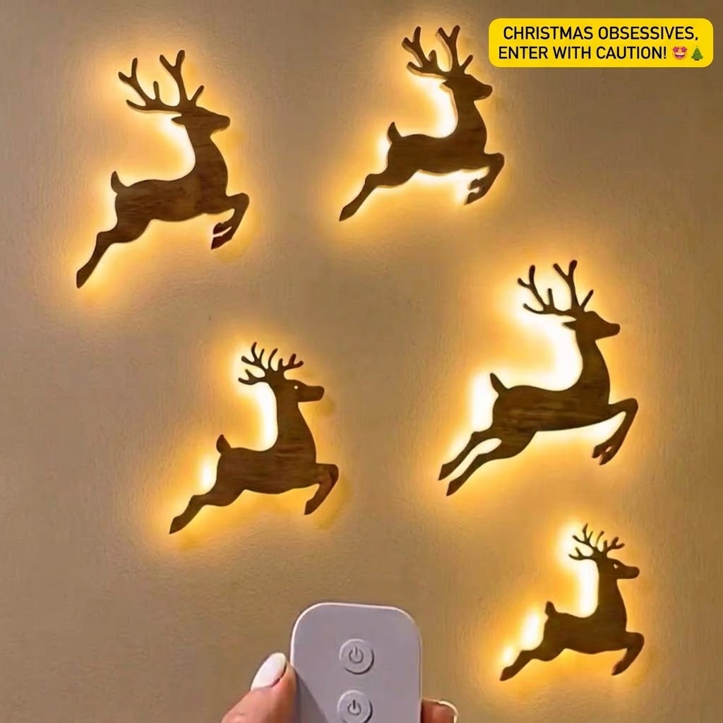 Glowing Reindeer Christmas Wall Lights – Festive Holiday Deer Decoration
