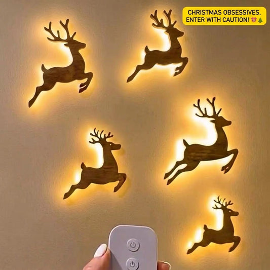 Glowing Reindeer Christmas Wall Lights – Festive Holiday Deer Decoration