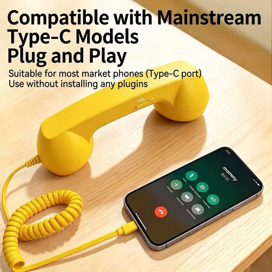 Retro Telephone Handset for Smartphones – USB-C Call Receiver
