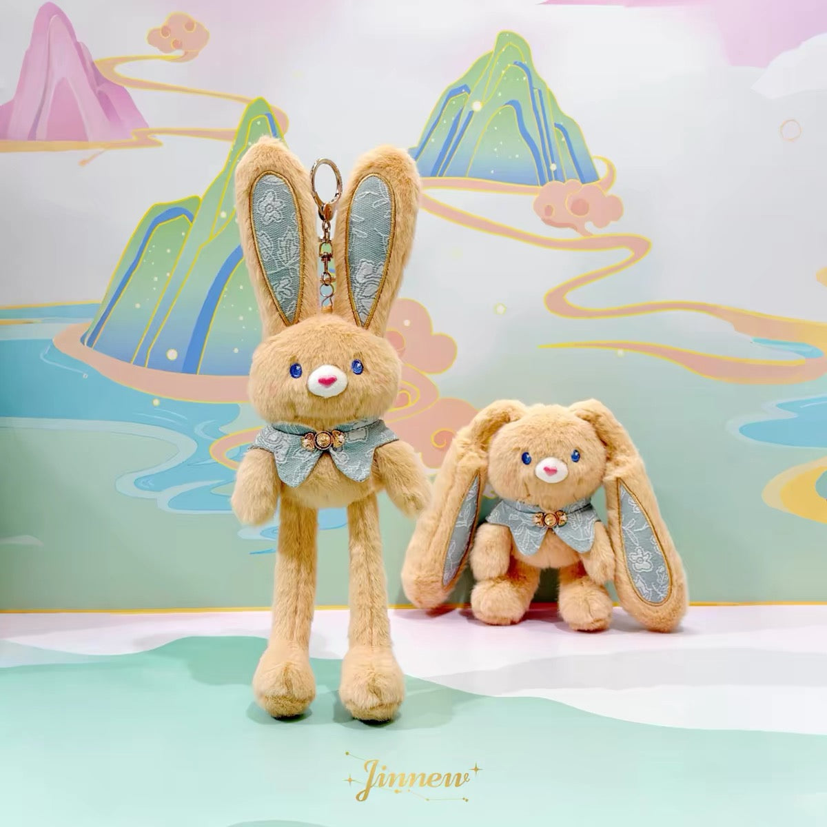 Kawaii Pink Bunny Plush Keychain Set – Cute Rabbit Bag Charm & Room Decor