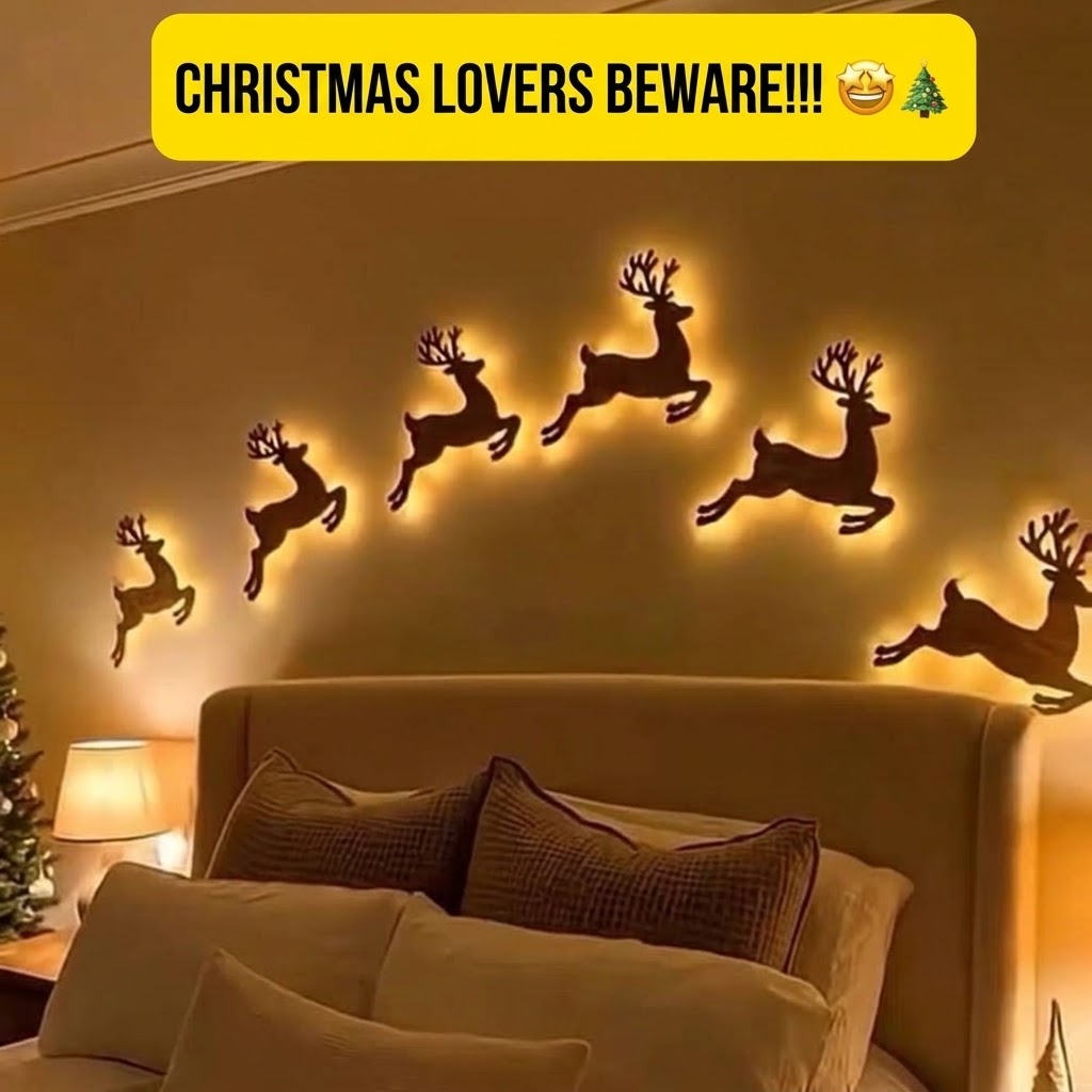 Glowing Reindeer Christmas Wall Lights – Festive Holiday Deer Decoration