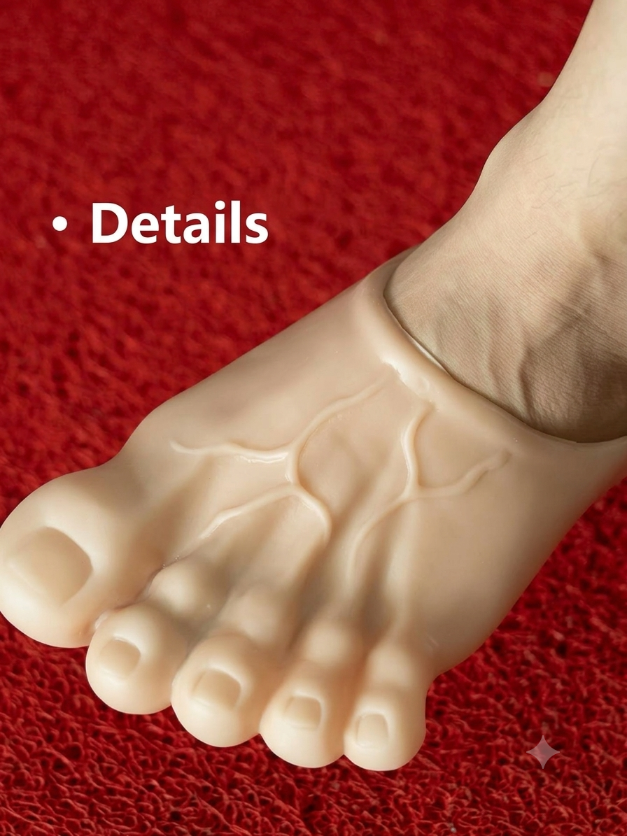 Funny Realistic Big Foot Shoes Slippers – Novelty Barefoot Giant Toe Covers for Costume & Pranks