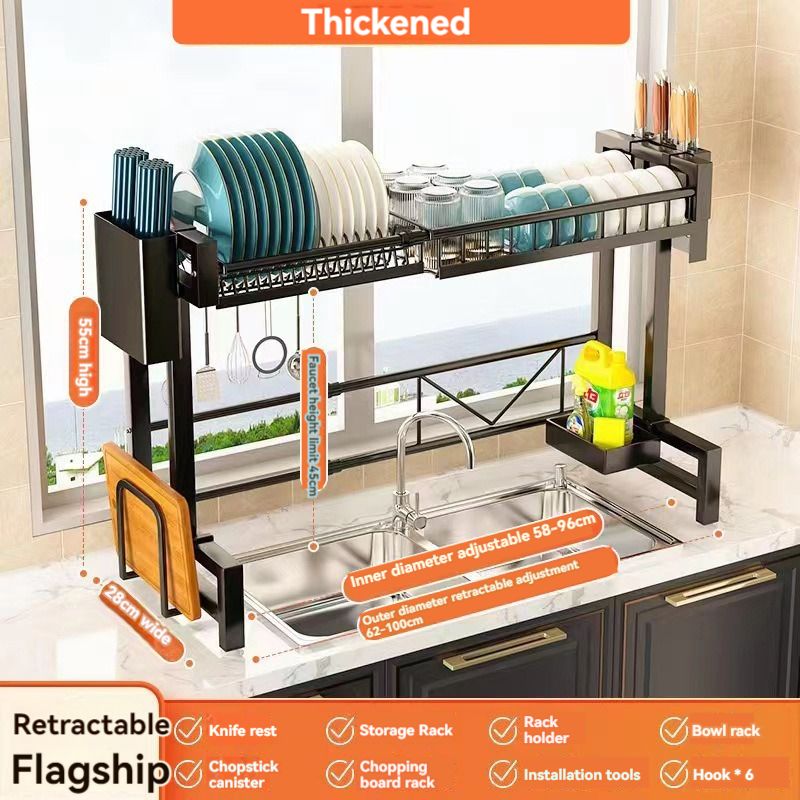 Extendable Kitchen Sink Rack – Adjustable Over Sink Dish Drying Rack
