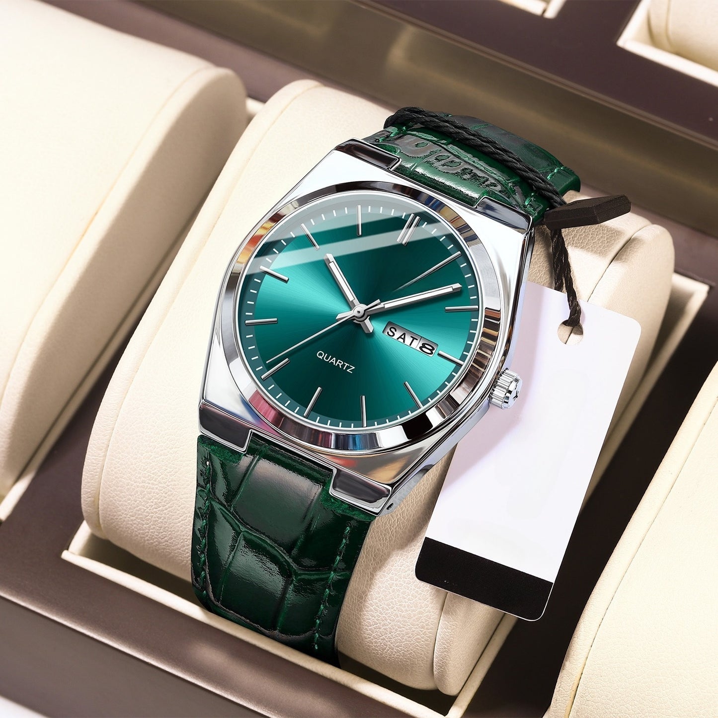Luminous Quartz Watch with Logo – Luxury Stainless Steel Analog Wristwatch