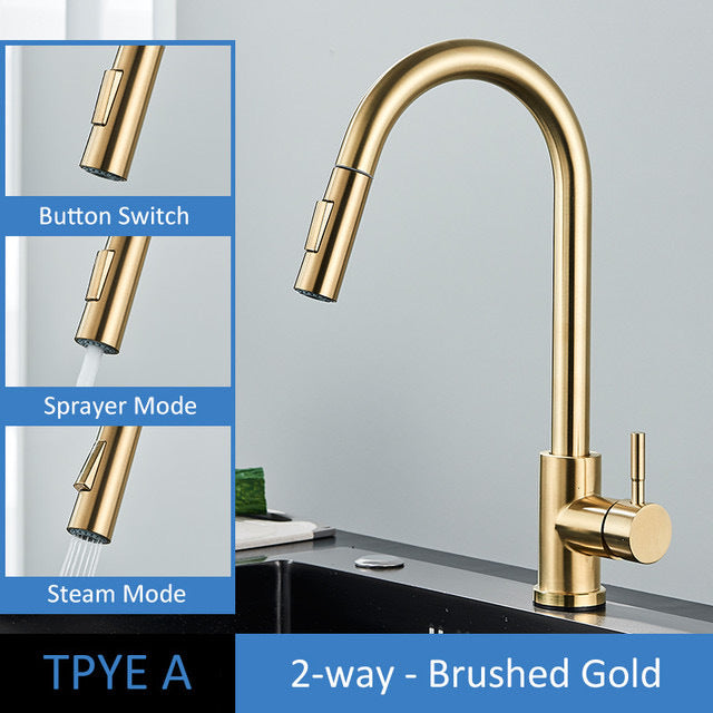 Kitchen Sink Dish Washing Faucet – Modern Pull-Down Sink Faucet