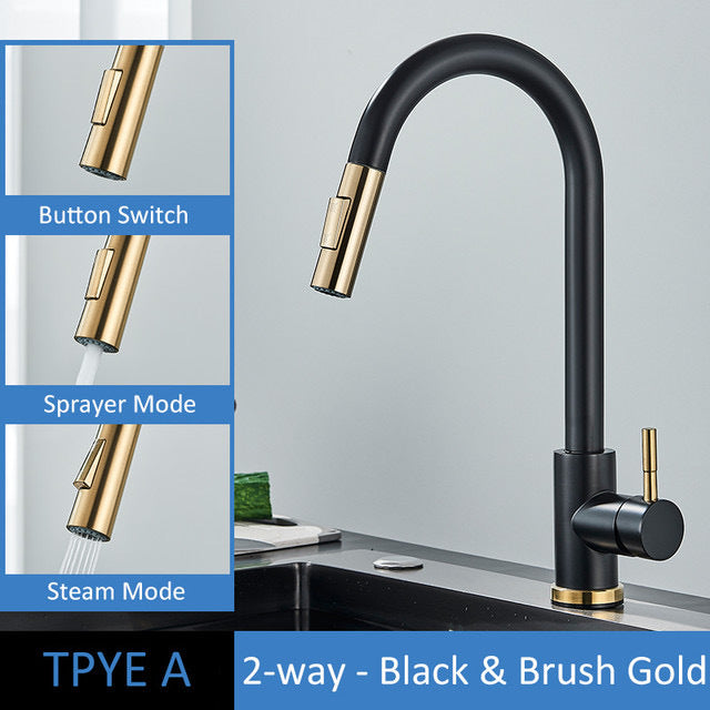 Kitchen Sink Dish Washing Faucet – Modern Pull-Down Sink Faucet