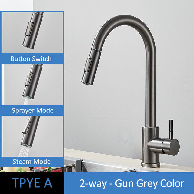 Kitchen Sink Dish Washing Faucet – Modern Pull-Down Sink Faucet
