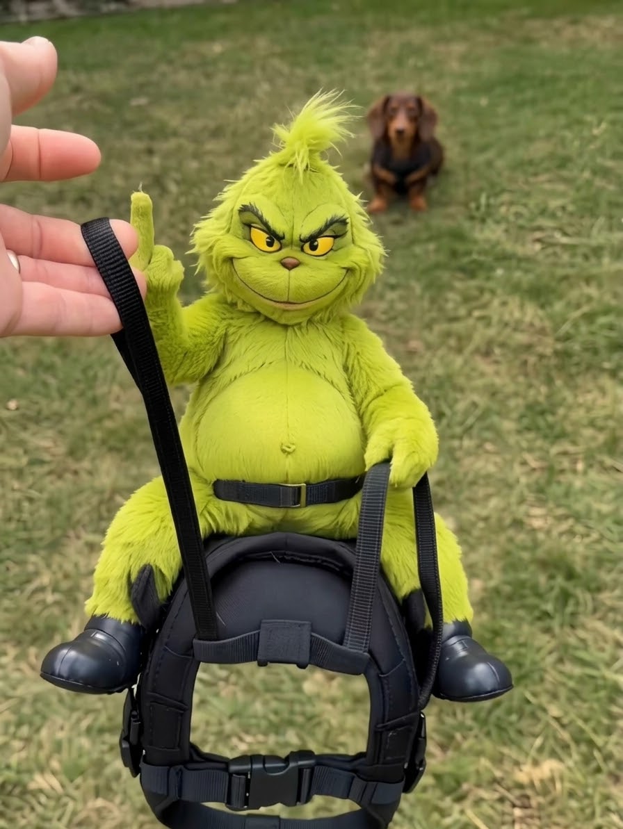 Grinch Riding Dog Harness Costume – Hilarious Holiday Pet Gear