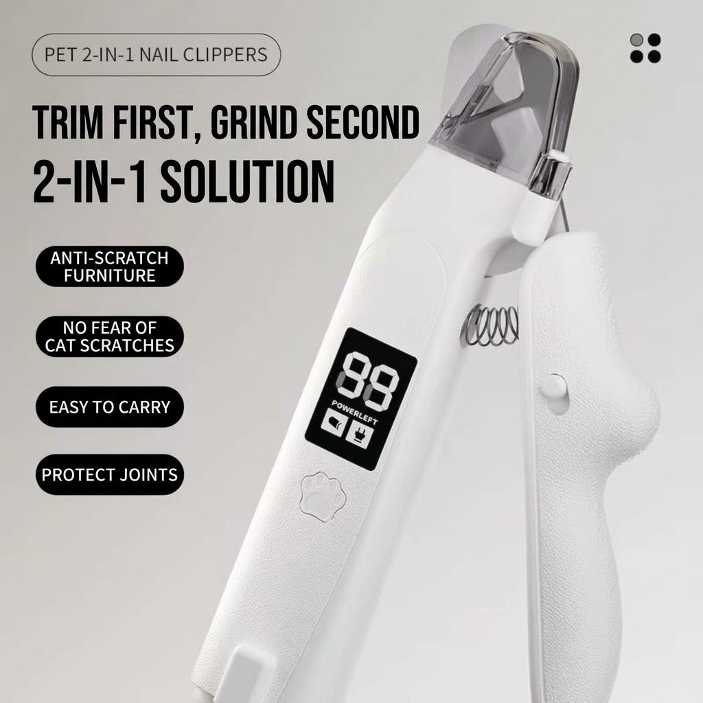 2-in-1 Electric Pet Nail Clipper & Grinder with LED Light – Safe Professional Grooming Tool for Cats & Dogs