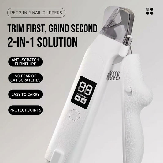 2-in-1 Electric Pet Nail Clipper & Grinder with LED Light – Safe Professional Grooming Tool for Cats & Dogs