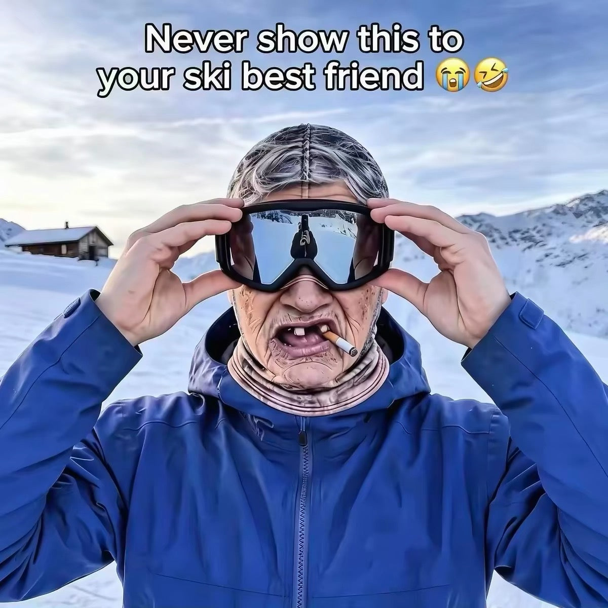 Funny Old Man Face Mask Ski Goggles Hood Balaclava - Windproof Winter Ski Mask