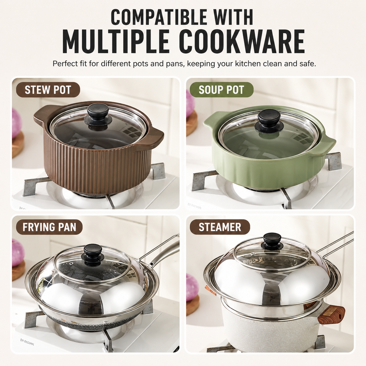 Stainless Steel Anti-Splatter Cooking Lid – Universal Wok & Pan Cover