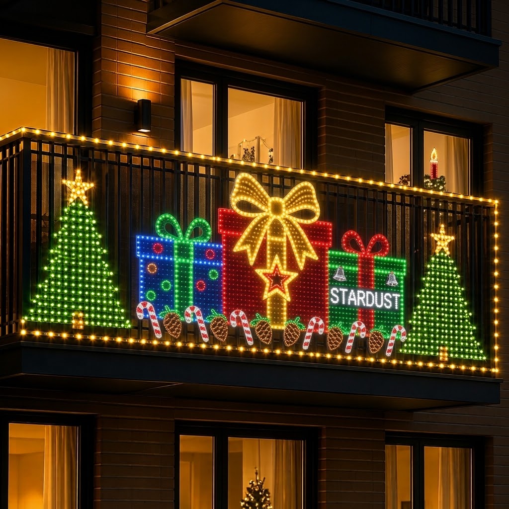 Christmas Balcony LED Lights – Santa & Snowman Holiday Decoration