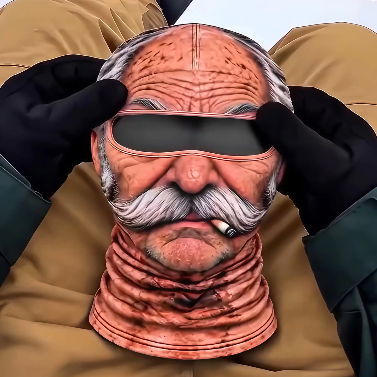 Funny Old Man Face Mask Ski Goggles Hood Balaclava - Windproof Winter Ski Mask