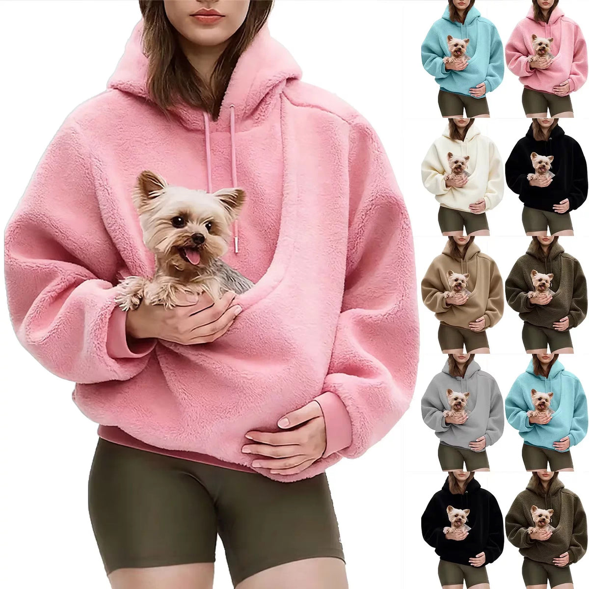 Cozy Pet Carrier Fleece Hoodie | Plush Kangaroo Pouch Sweater for Cat & Dog Lovers