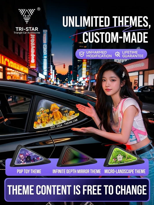 Custom LED Car Rear Triangle Window Display - Universal Ambient Light