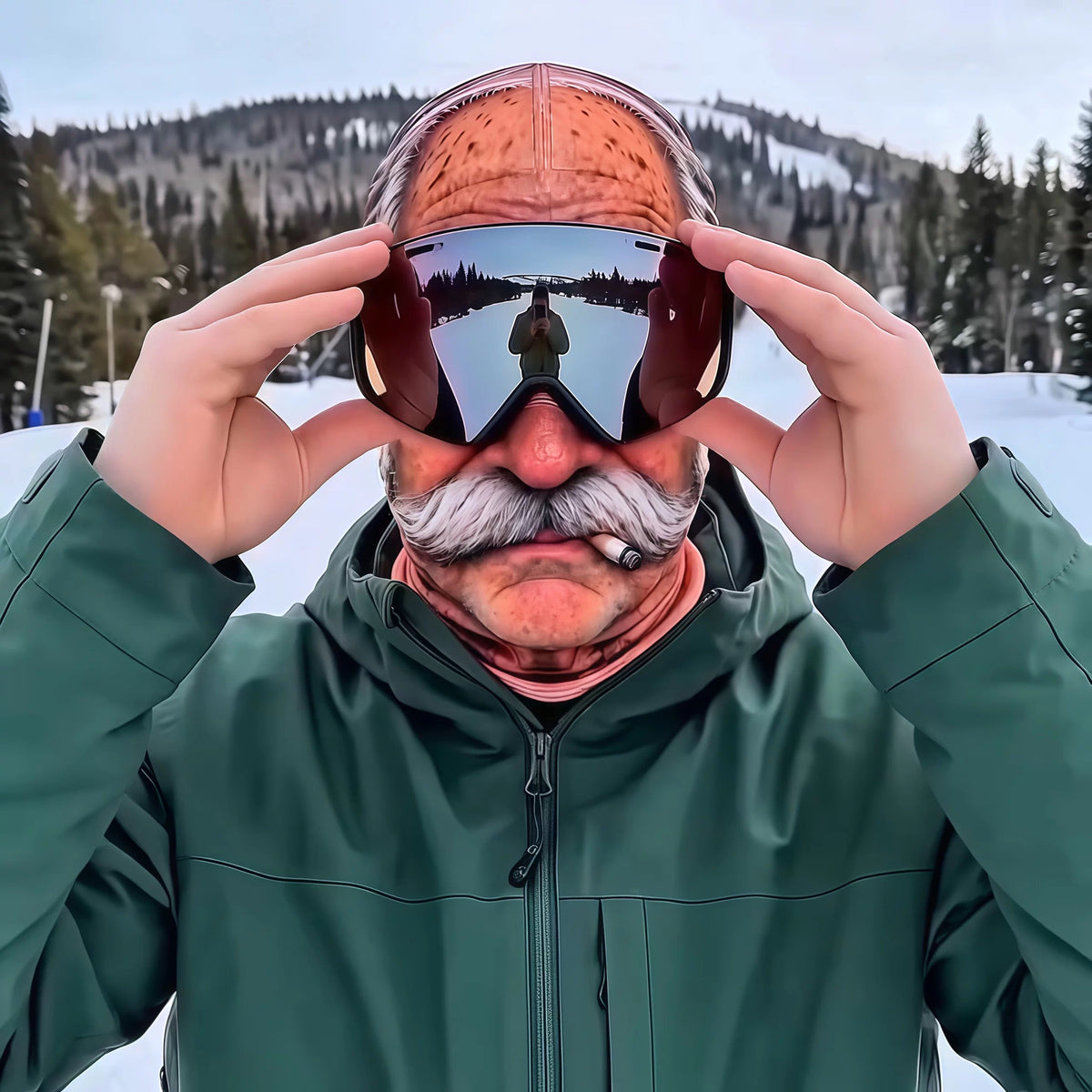 Funny Old Man Face Mask Ski Goggles Hood Balaclava - Windproof Winter Ski Mask