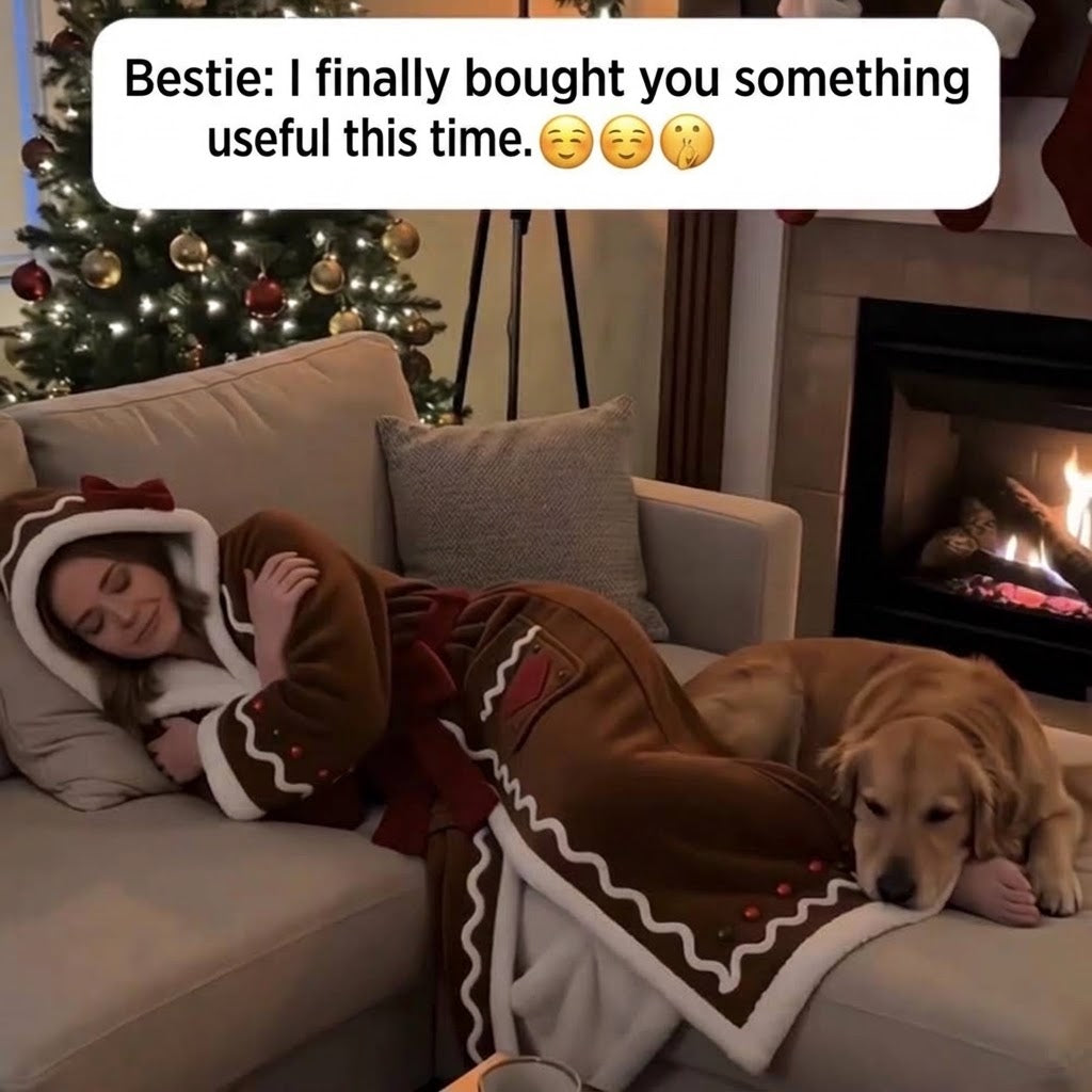 Gingerbread House-Coat & Blanket Set - Plush Christmas Long Robe Hoodie