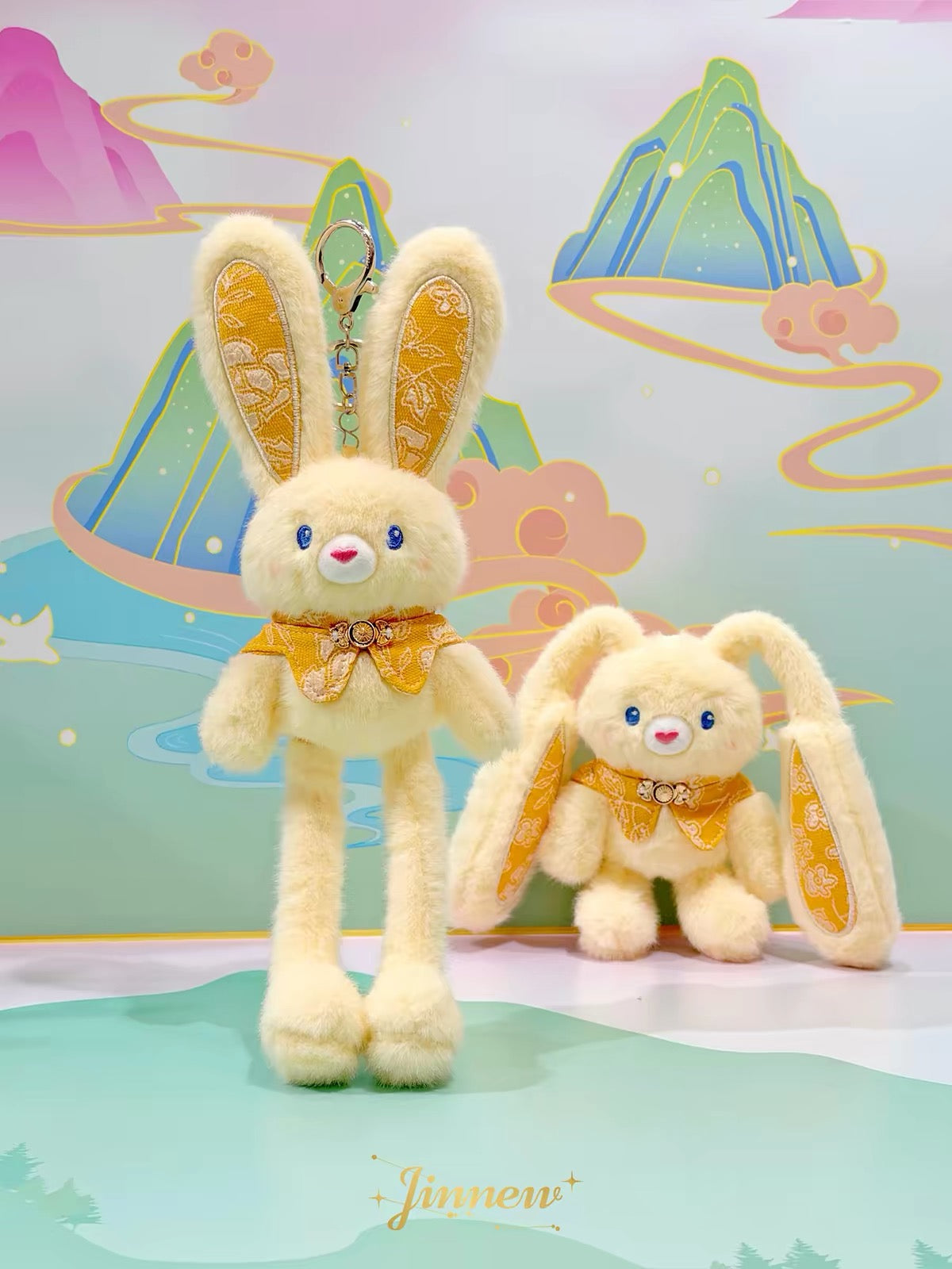 Kawaii Pink Bunny Plush Keychain Set – Cute Rabbit Bag Charm & Room Decor