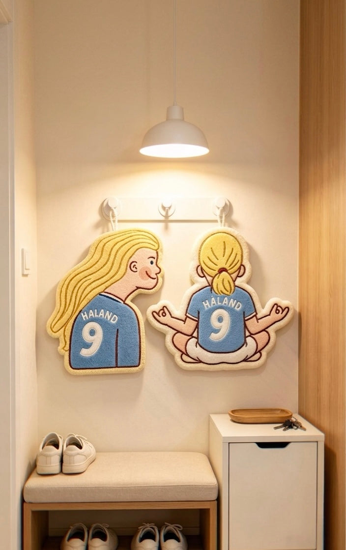 Haaland Yoga Celebration Aesthetic Towel | Premium Manchester City Football Room Decor