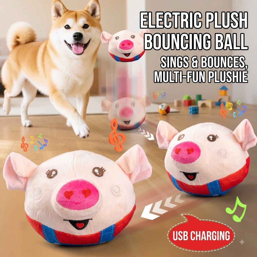 Interactive Bouncing Plush Ball Toy for Dogs & Cats – Electric Musical Talking Pet Toy (USB Rechargeable)