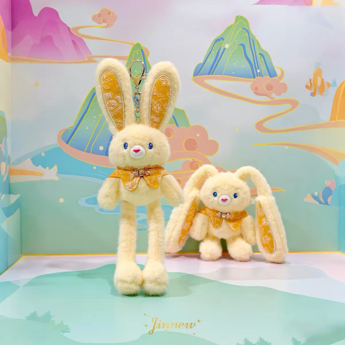 Kawaii Pink Bunny Plush Keychain Set – Cute Rabbit Bag Charm & Room Decor