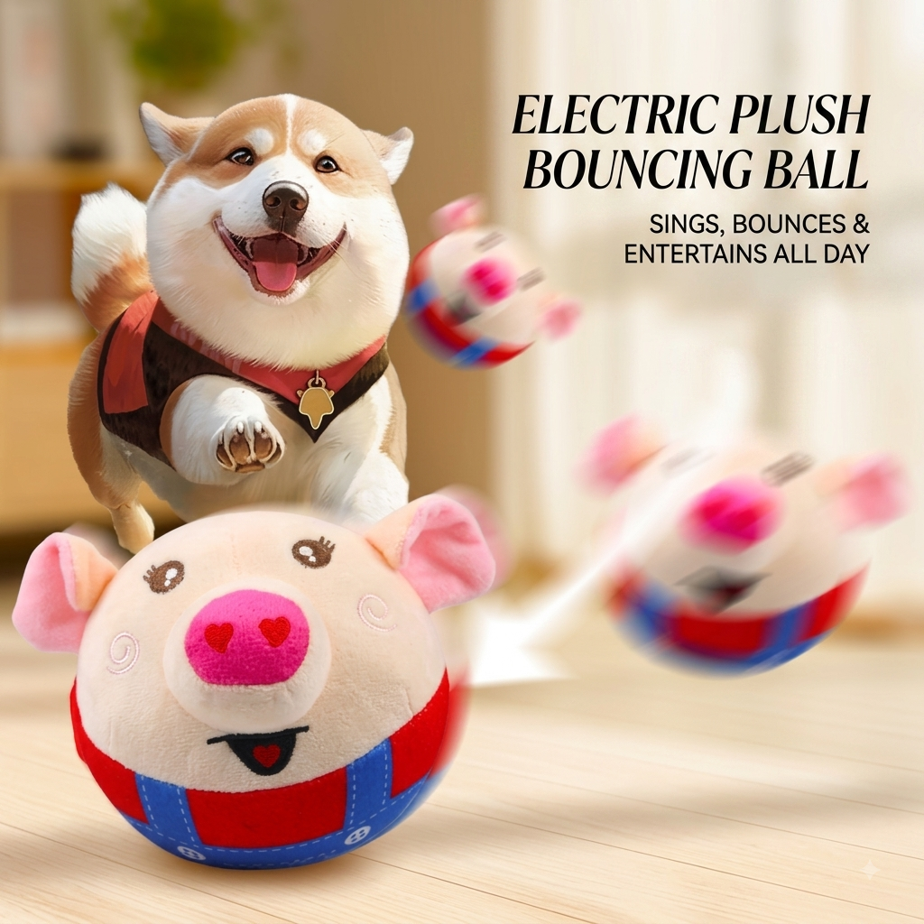 Interactive Bouncing Plush Ball Toy for Dogs & Cats – Electric Musical Talking Pet Toy (USB Rechargeable)