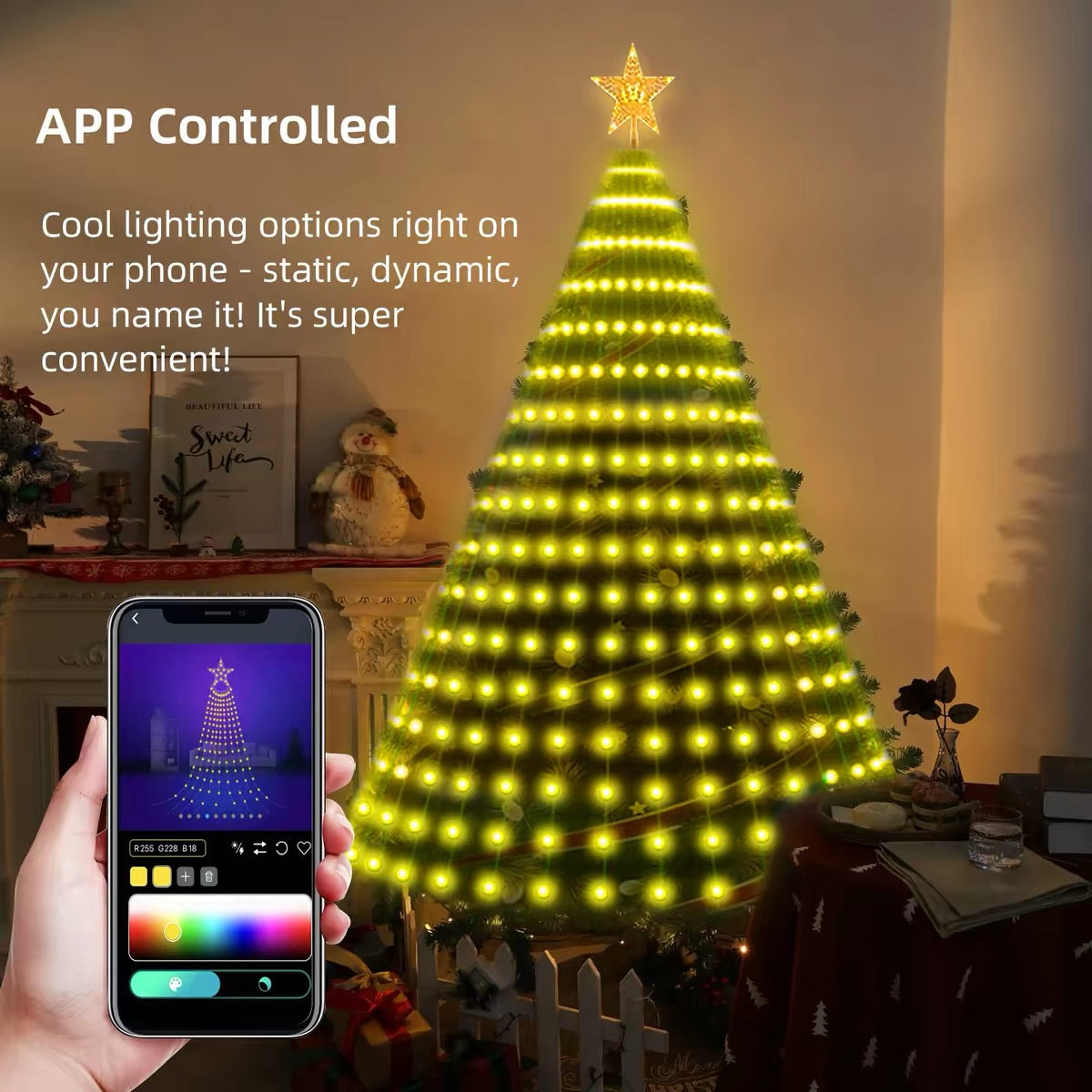 Smart Christmas Tree Projection Lights – App-Controlled Holiday Tree Decoration