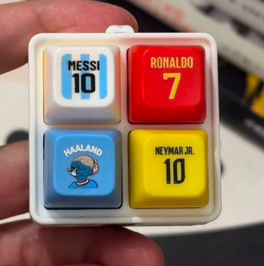 Premium Football Legends Mechanical Keyboard Keycap Set (4-Piece Macro Pad) – Messi, Ronaldo, Neymar Jr & Haaland
