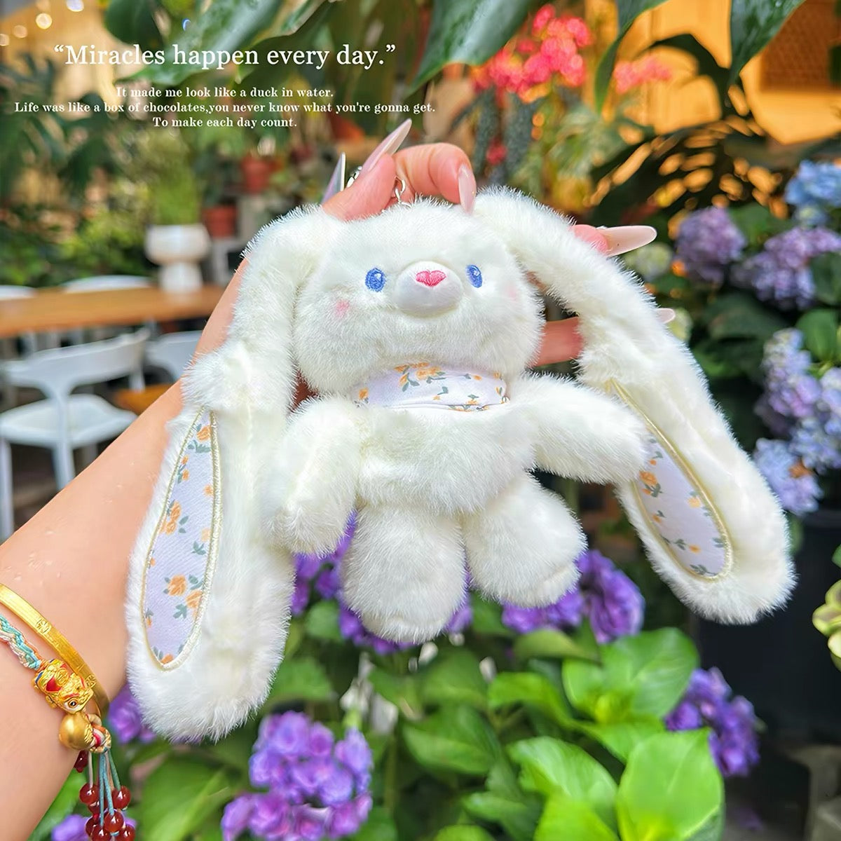 Kawaii Pink Bunny Plush Keychain Set – Cute Rabbit Bag Charm & Room Decor
