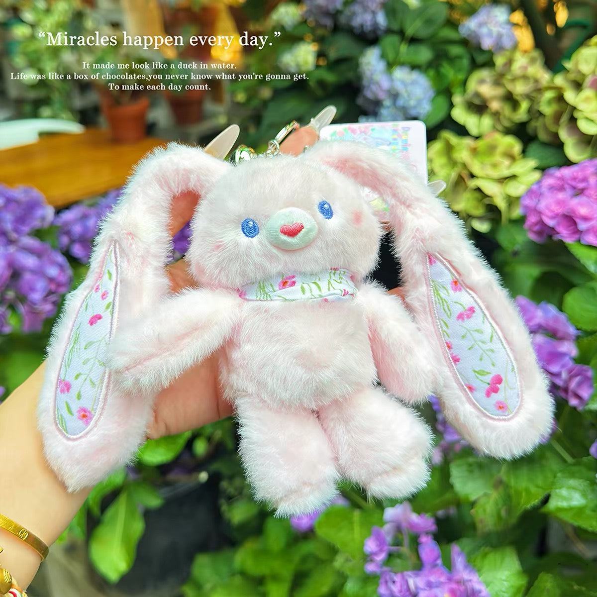Kawaii Pink Bunny Plush Keychain Set – Cute Rabbit Bag Charm & Room Decor