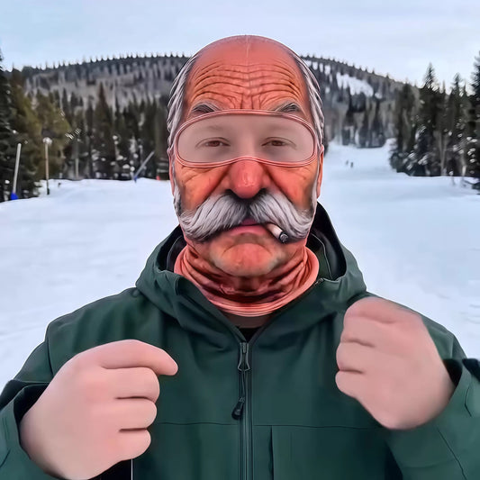 Funny Old Man Face Mask Ski Goggles Hood Balaclava - Windproof Winter Ski Mask