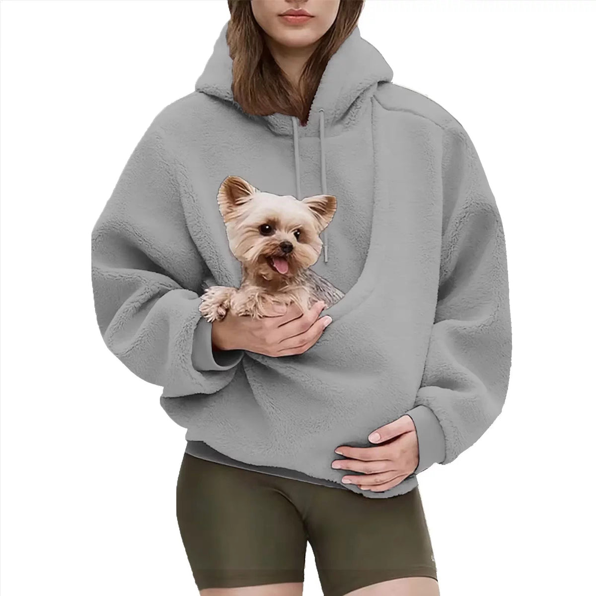 Cozy Pet Carrier Fleece Hoodie | Plush Kangaroo Pouch Sweater for Cat & Dog Lovers