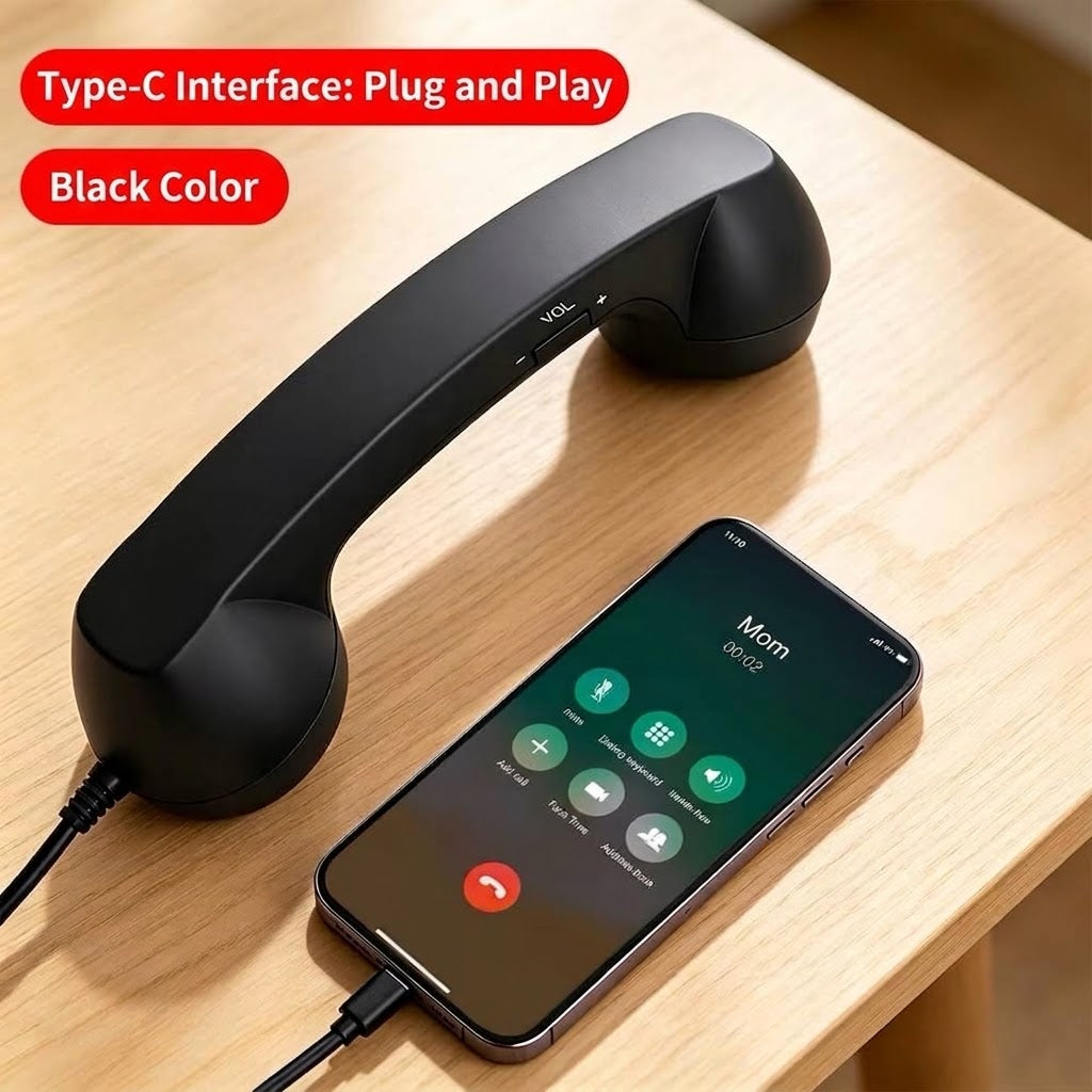 Retro Telephone Handset for Smartphones – USB-C Call Receiver
