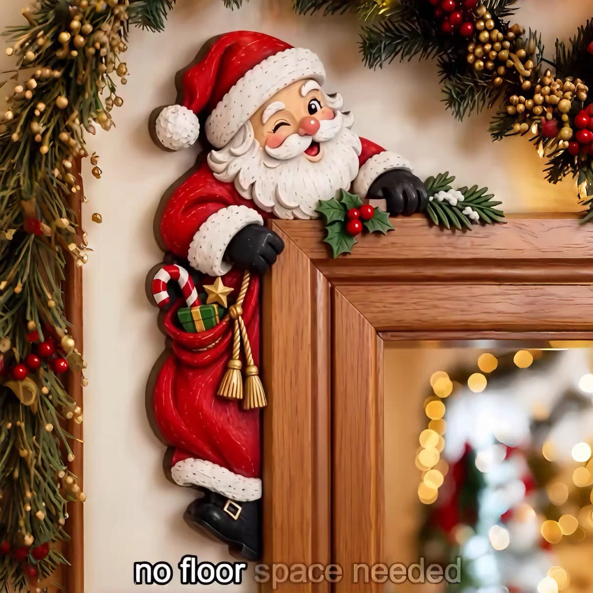 Santa Claus Christmas Door Hanging Decoration – No Floor Space Needed