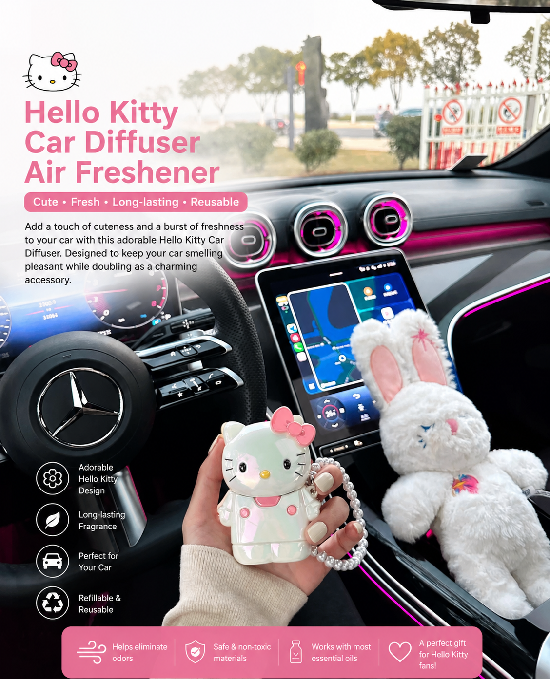 Hello Kitty Car Keychain – Cute Kawaii Key Holder & Bag Charm