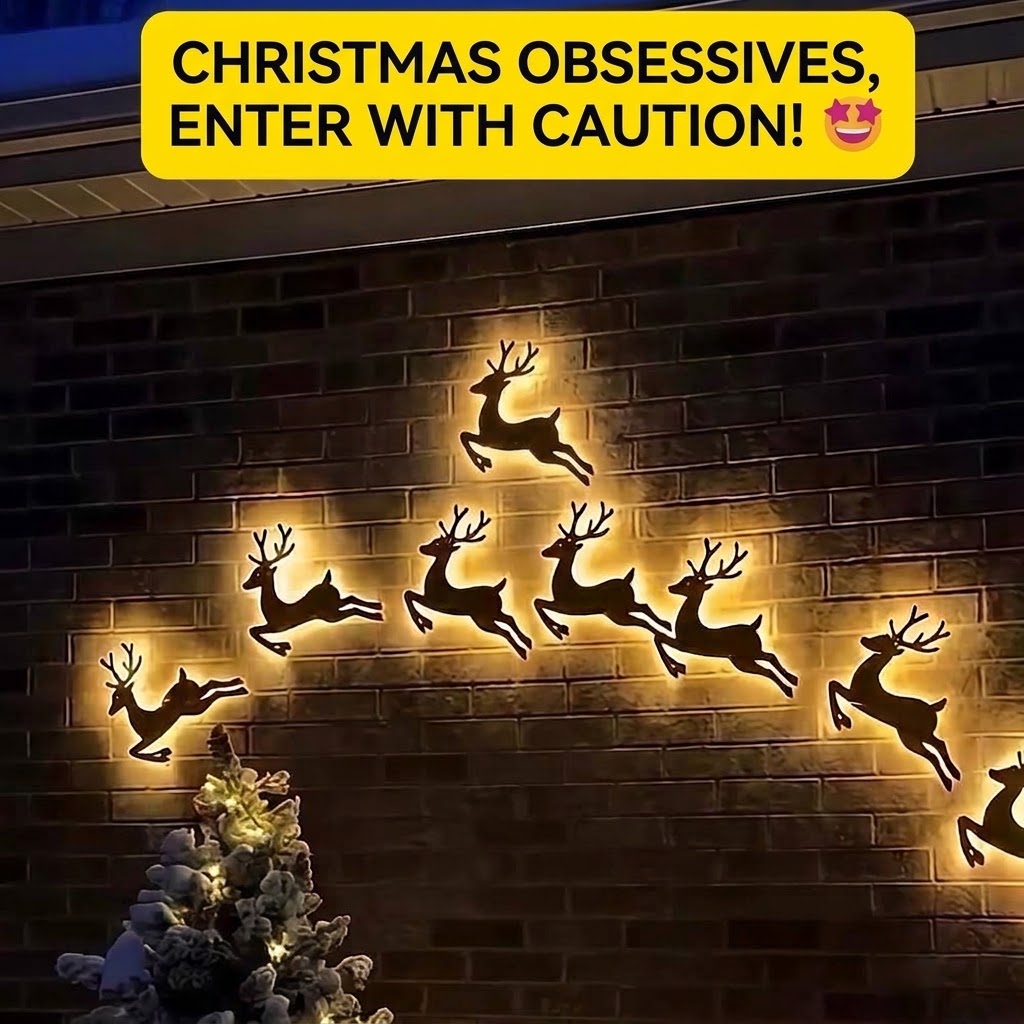 Glowing Reindeer Christmas Wall Lights – Festive Holiday Deer Decoration