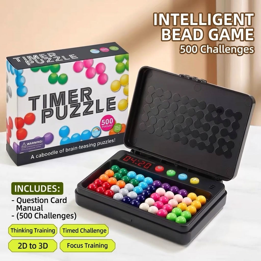 Smart Bead Timer Puzzle Box – 500 IQ Challenges (2D & 3D Brain Teaser Game)