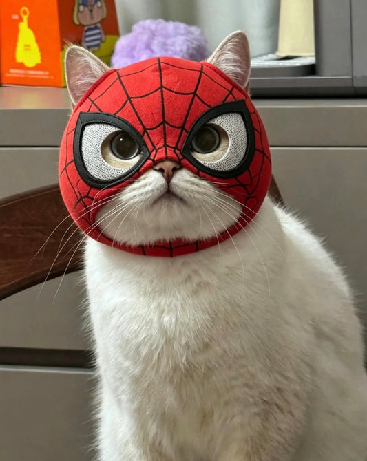 Spider Cat Mask – Superhero Cosplay Mask for Cats | Lightweight Breathable Pet Costume
