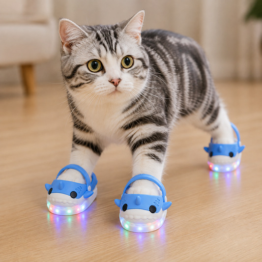 LED Shark Pet Shoes for Cats & Small Dogs - Cute Light Up Boots