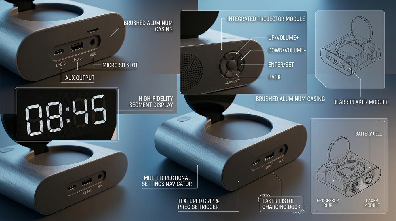 Shoot-to-Stop Alarm Clock with Toy Blaster | Interactive Target Shooting Alarm