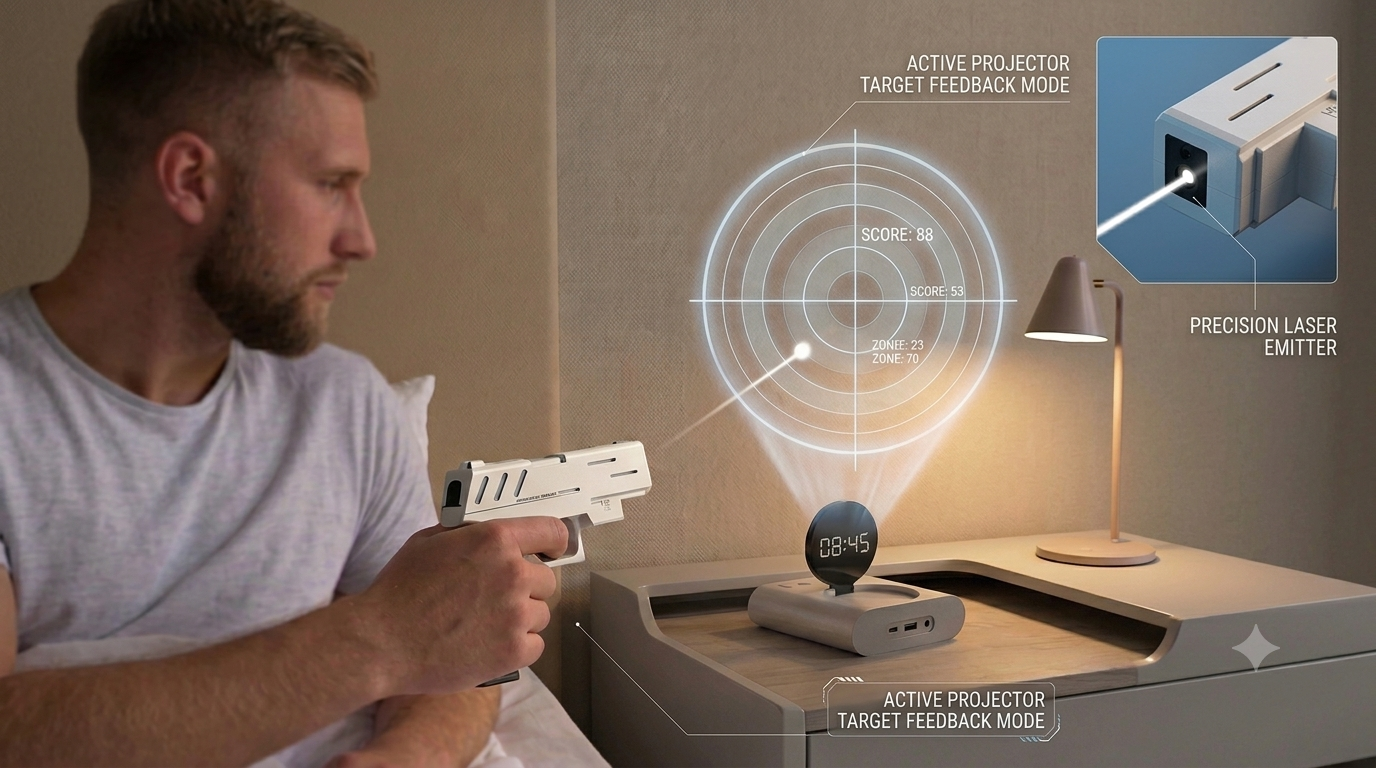 Shoot-to-Stop Alarm Clock with Toy Blaster | Interactive Target Shooting Alarm