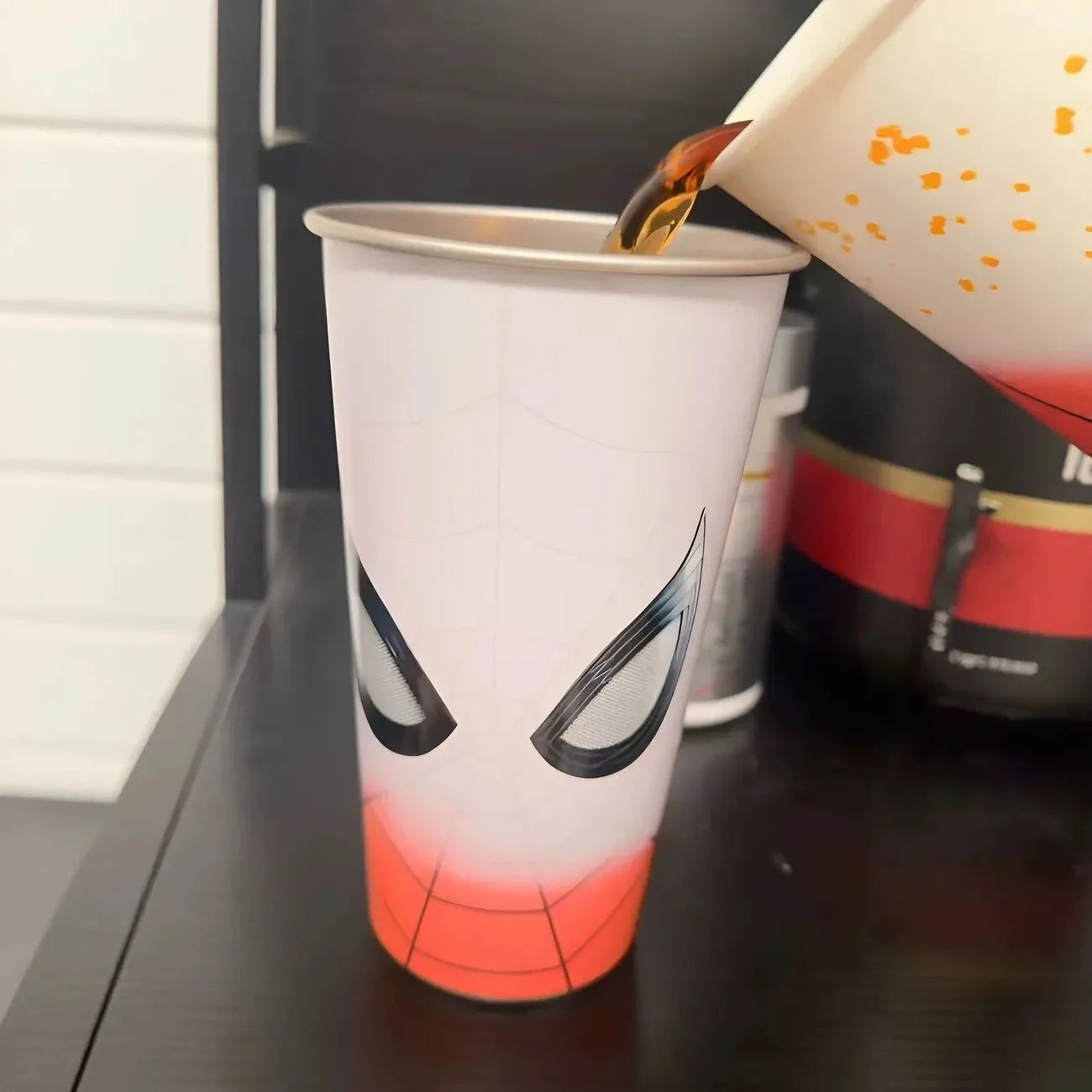 Spider-Man Color Changing Cold Cup – Magic Web Pattern Stainless Steel Tumbler with Straw & Lid