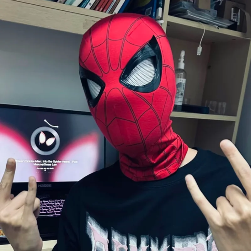 Spider-Man Electronic Moving Eyes Mask – Remote Control LED Cosplay Mask for Kids & Adults