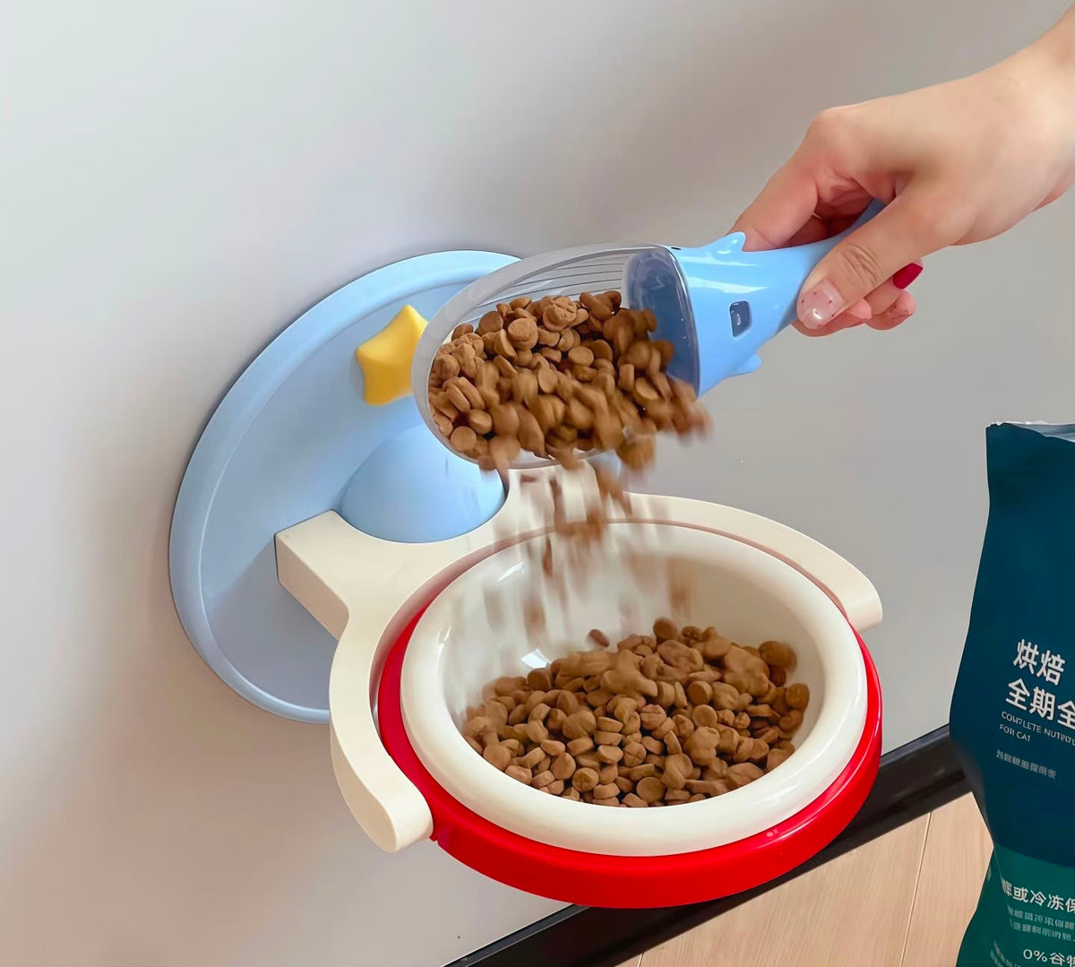 Meow Elevated Ceramic Cat Bowl – Wall-Mounted Pet Food & Water Bowl