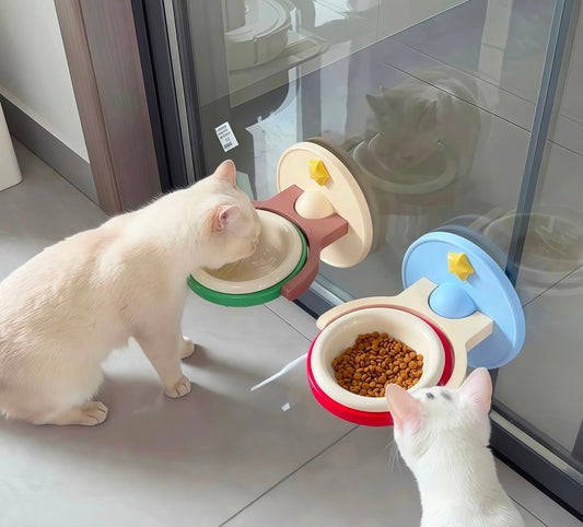 Meow Elevated Ceramic Cat Bowl – Wall-Mounted Pet Food & Water Bowl