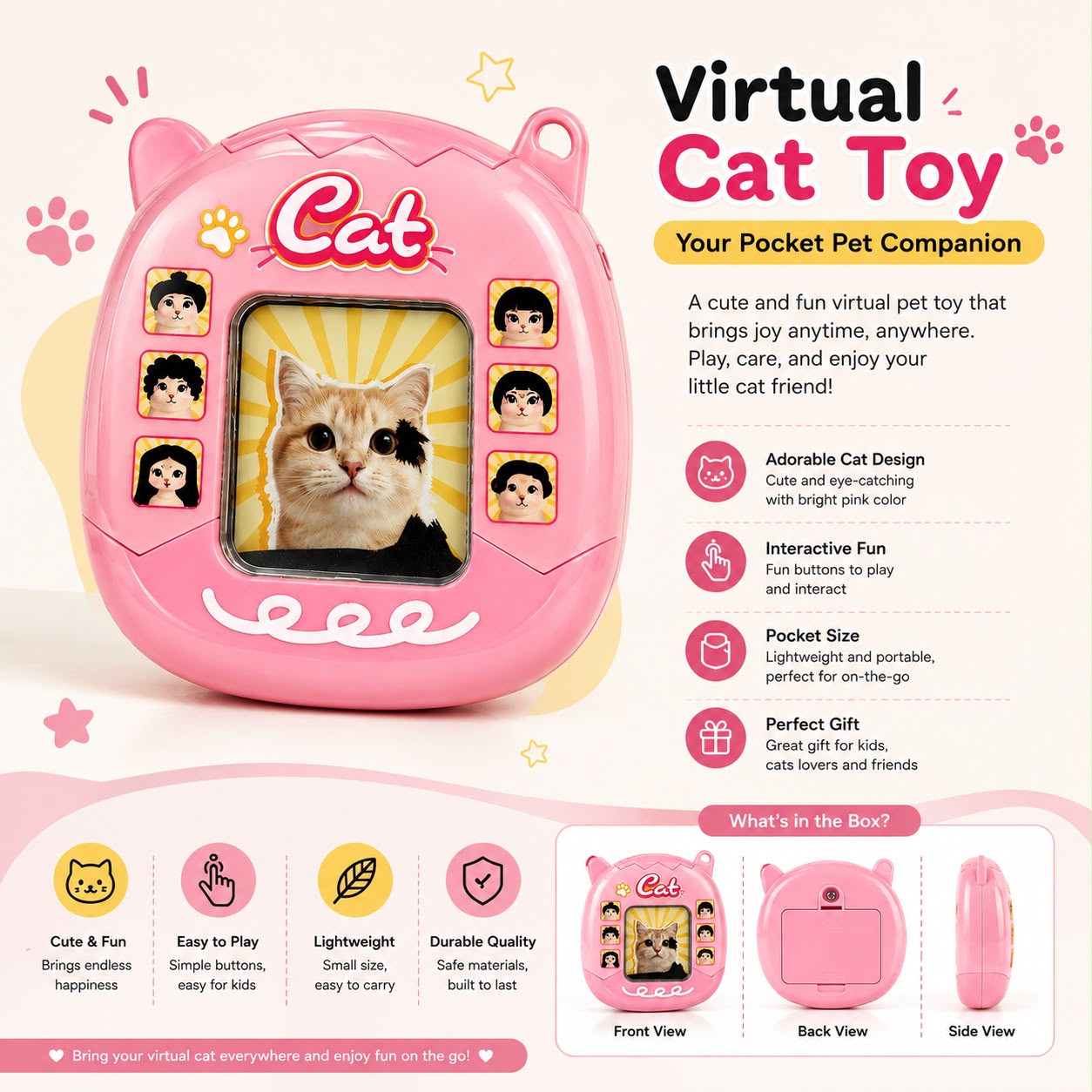 Kawaii Cat LCD Drawing Pad – Interactive Electronic Doodling Toy & Digital Sketch Tablet for Kids & Cat Lovers
