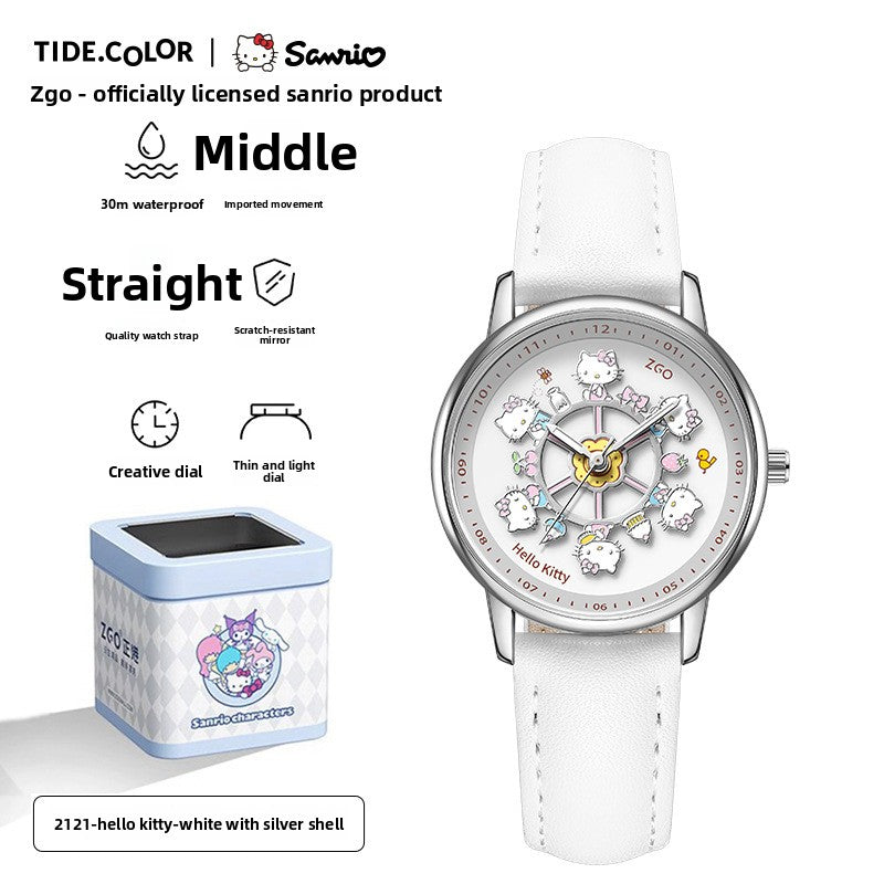Meow Kawaii Waterproof Quartz Cartoon Watch – Cute Everyday Wristwatch for Kids & Women